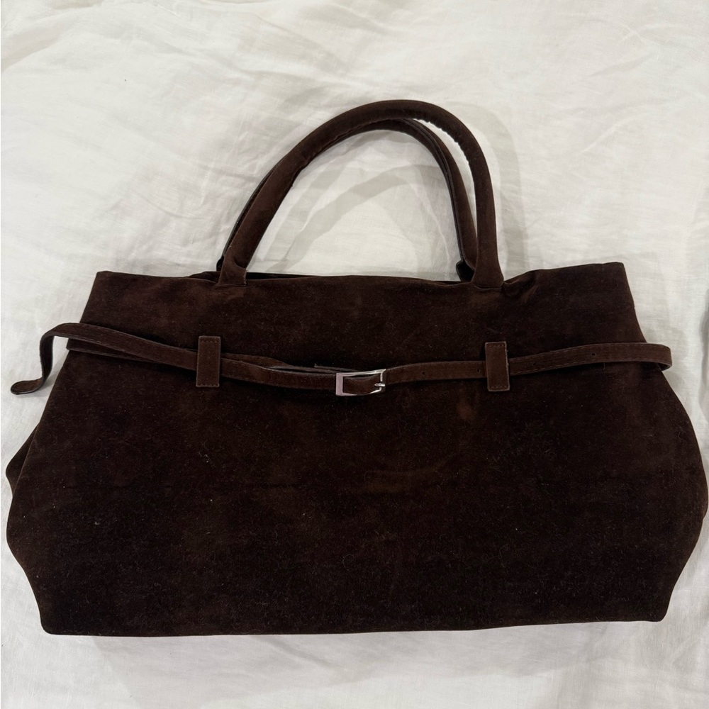 Elegant Brown Suede Handbag